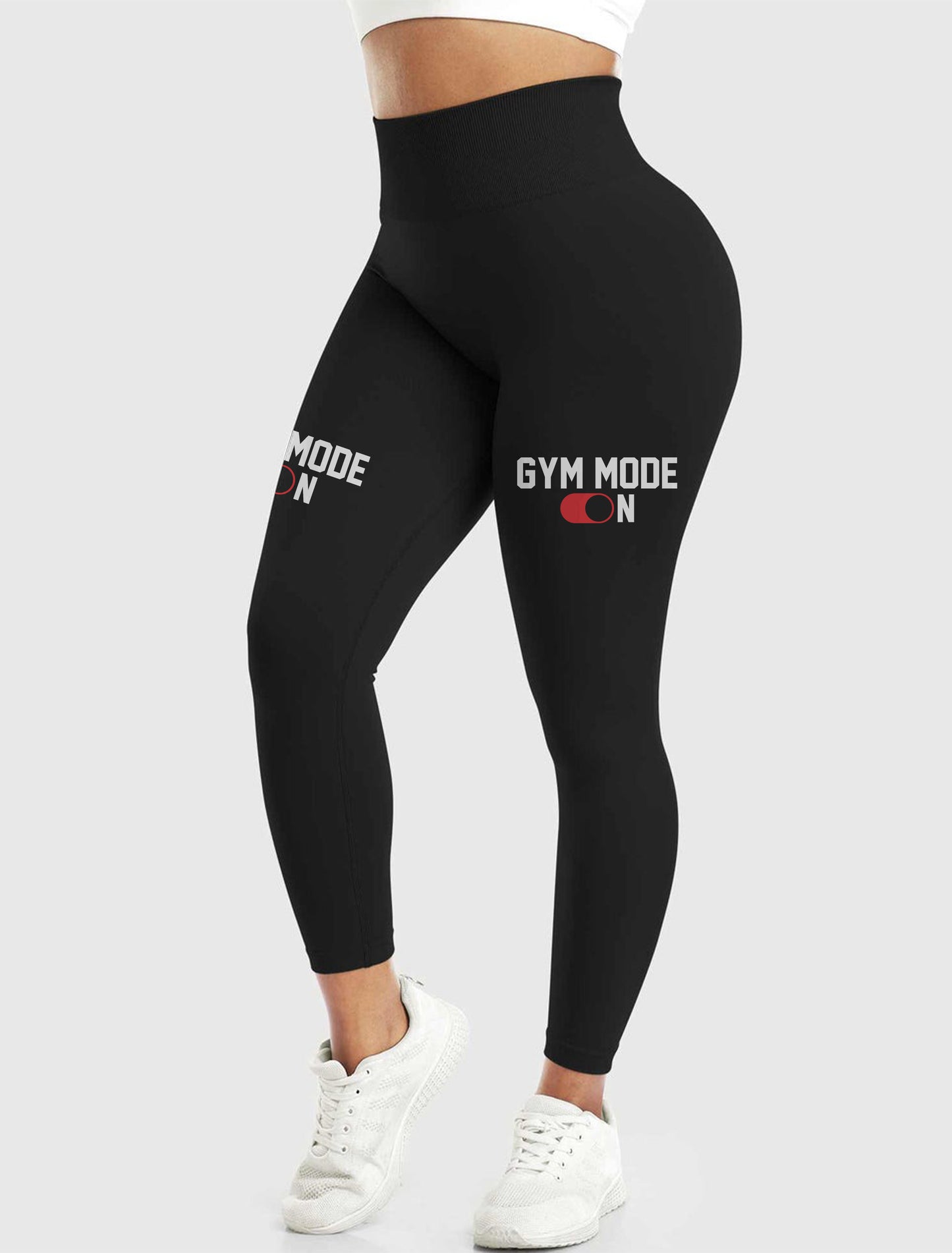 Premium High-Waist Leggings | Gym Mode On (Red) - Fitnixy