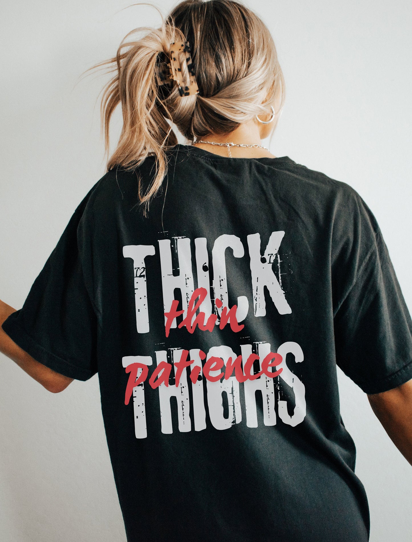 Oversized Gym Shirt, Thick Thighs Thin patience Funny Gym Pump Cover Tshirt - Fitnixy