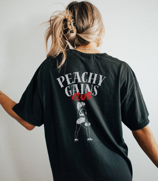 Training Oversized T-Shirt, Peachy Gains Booty Club Tshirt - Fitnixy