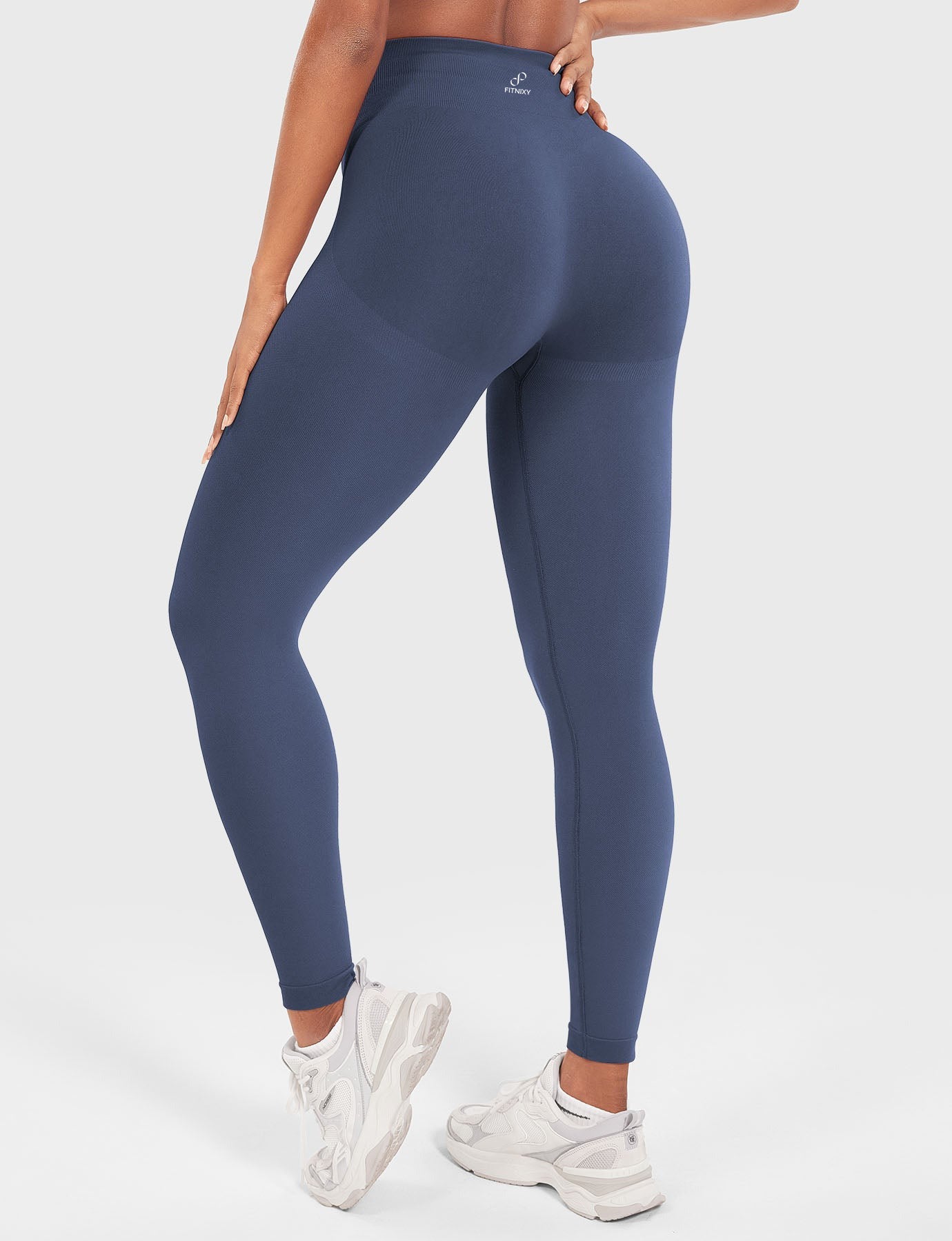 Seamless High-Waist Blue Grey Leggings – Comfort, Support & Style